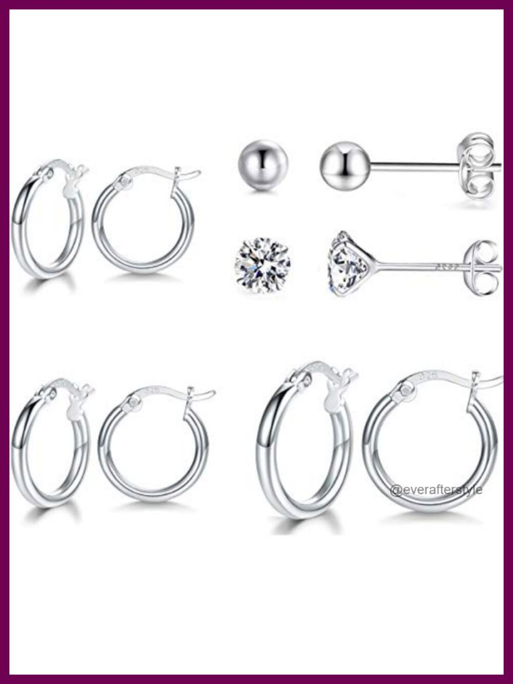 Sterling Silver Hoop Earrings 3 Pair Set Hypoallergenic Cartilage Piercing